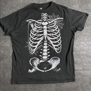 NWOT Celebrate Halloween Skeleton T-shirt Men L (42-44) Short Sleeve Black-00186